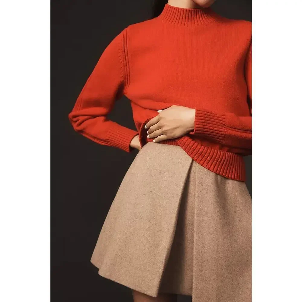 NWT Anthropologie Mare Mare Twofer Mock-Neck Sweater dress Sz S Red 9A401 - Picture 4 of 11
